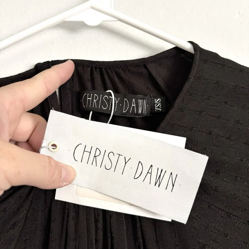 NEW Christy Dawn Black Long Sleeve Hudson Mini Dress Women’s Size XS/S Textured - Picture 5 of 9